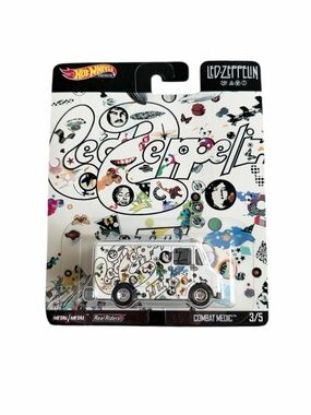 Led Zeppelin Hot Wheels Toy Combat Medic Die-Cast White Van with Graphics